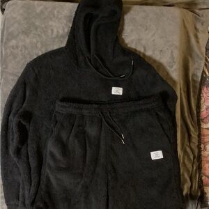 Cozy Black Fleece Hoodie and Pants Set